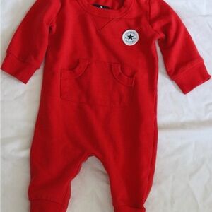 Converse Baby Romper – Red Long Sleeve, Size 3M